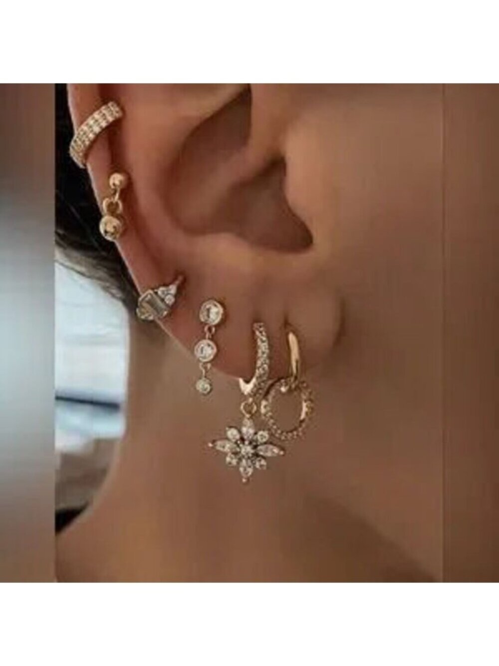 6-Piece Gold & CZ Earring Set Dainty